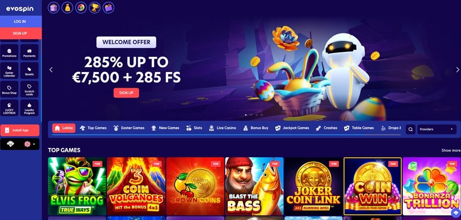 evospin sister sites screenshot