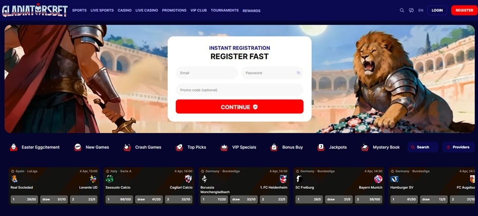 gladiatorsbet sister sites screenshot