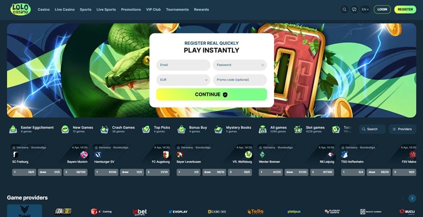 lolo casino sister sites screenshot