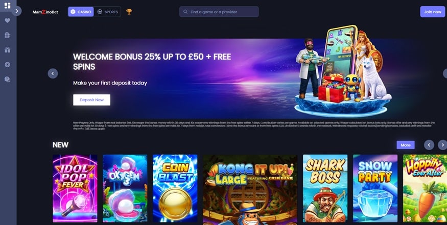 mamzino bet sister sites screenshot