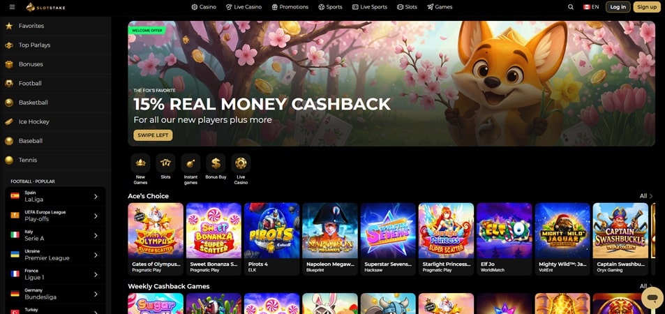 slotstake sister sites screenshot