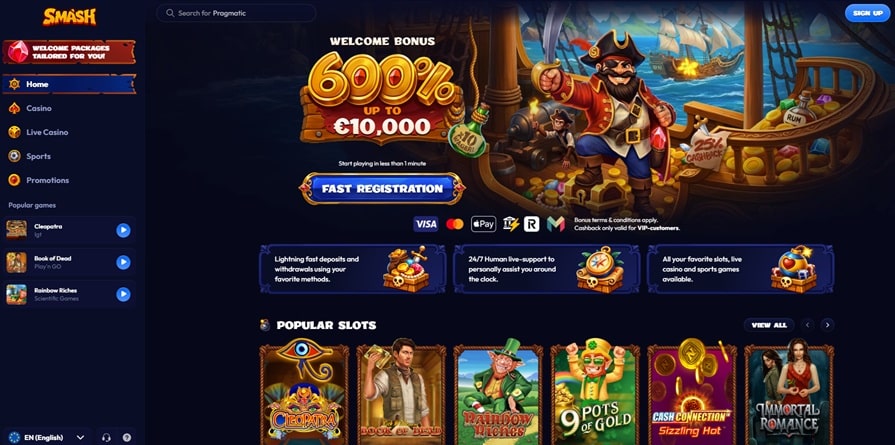 smash casino sister sites screenshot