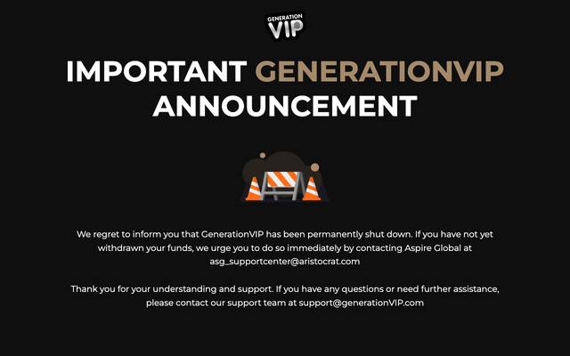 GenerationVIP homepage screenshot