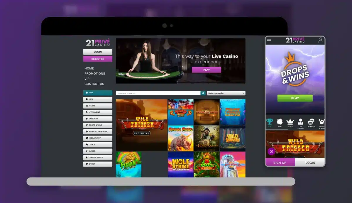21Prive Casino interface on desktop and mobile