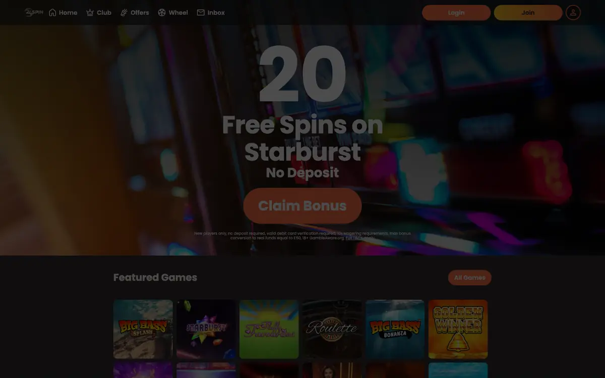 24 Spin homepage screenshot – July 2026