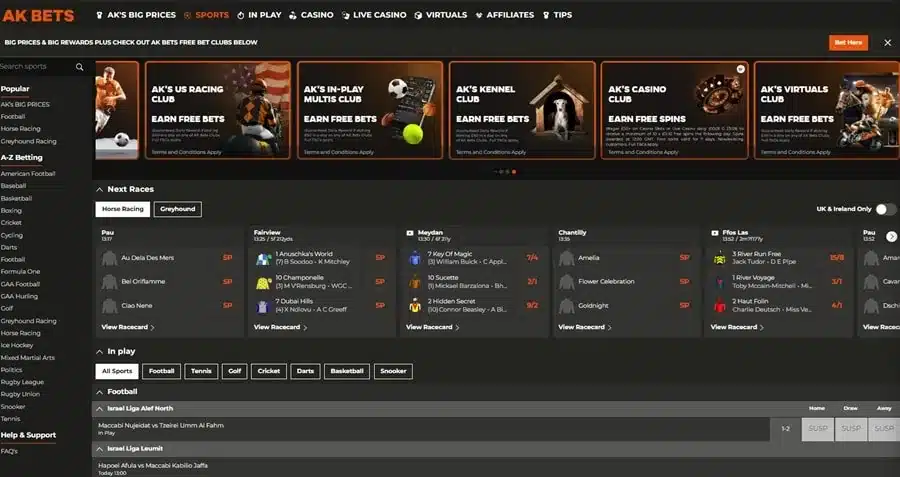 AK Bets homepage screenshot