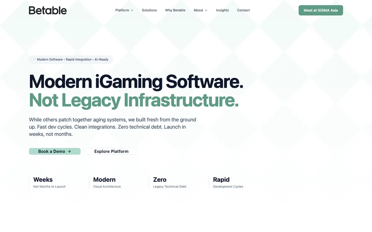 Betable homepage screenshot - July 2026