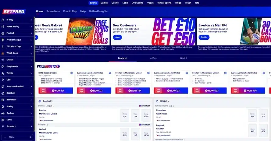 Betfred sister sites screenshot