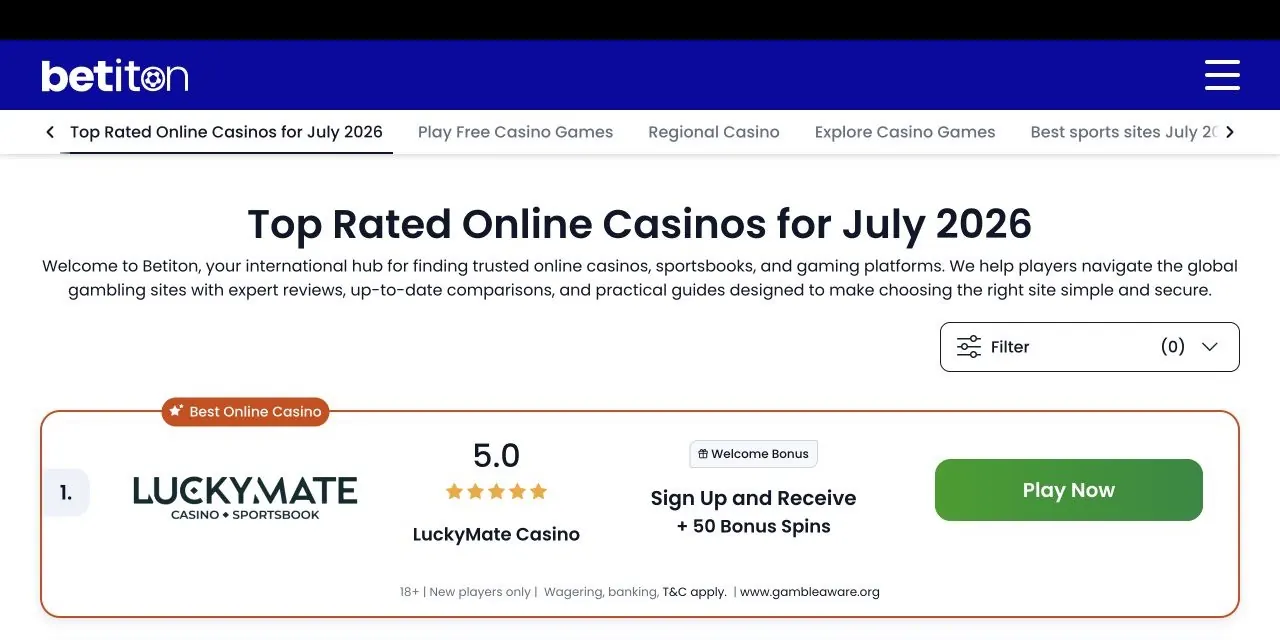 Current Betiton.com comparison website homepage in July 2026