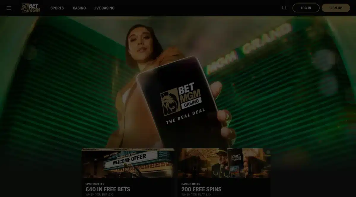 BetMGM homepage screenshot