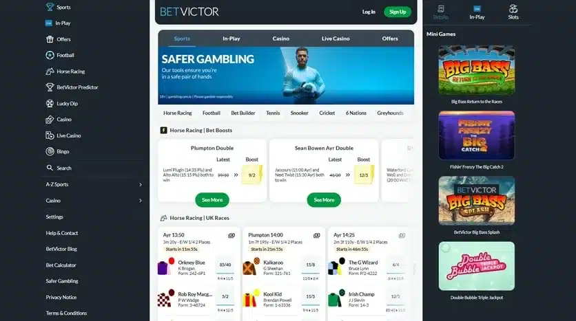BetVictor homepage screenshot