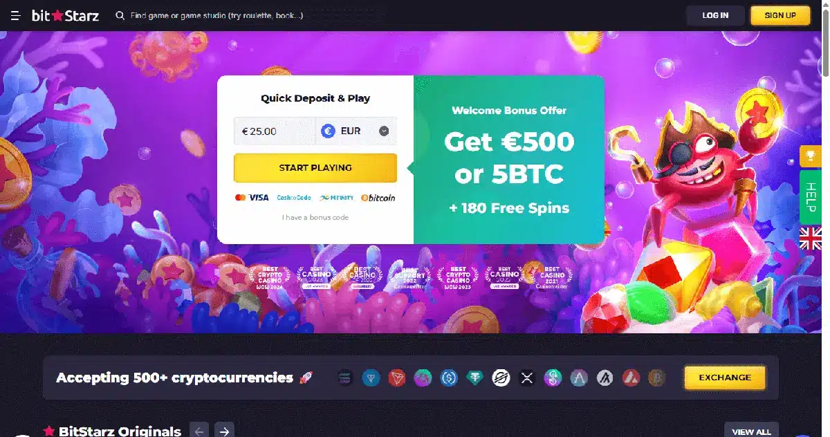 Bitstarz homepage screenshot &ndash; July 2026