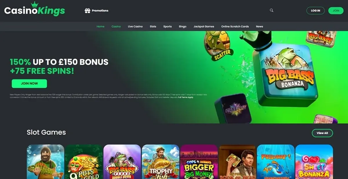 Casino Kings homepage screenshot – July 2026