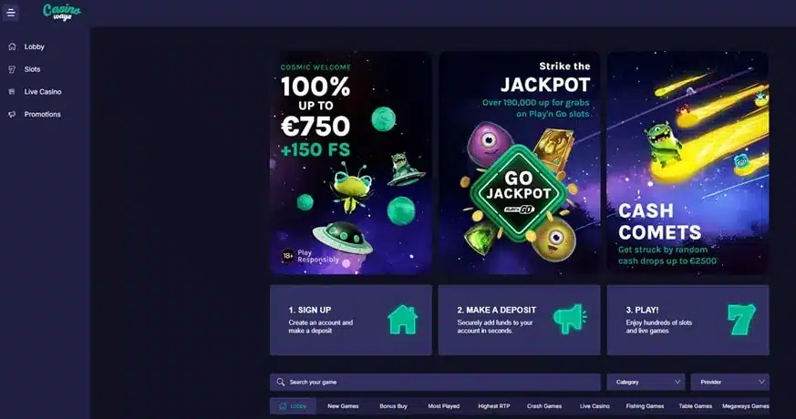 Casino Ways homepage screenshot – July 2026