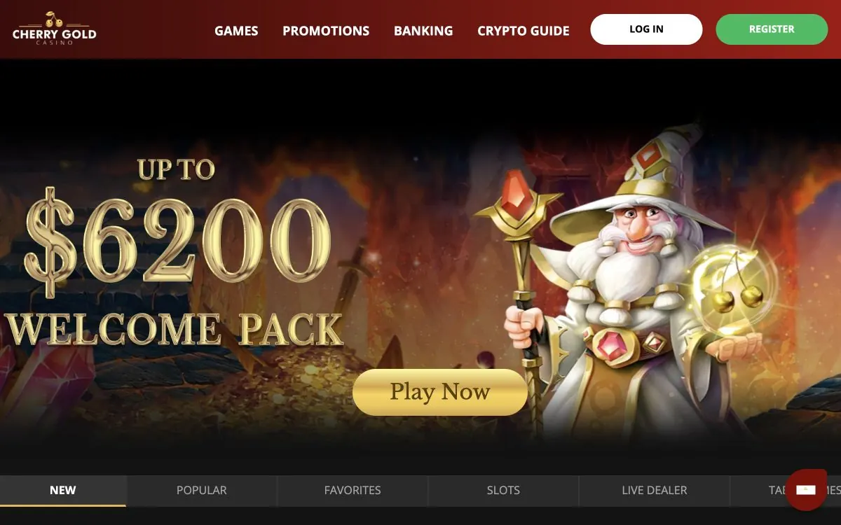 Cherry Gold Casino homepage and welcome offer