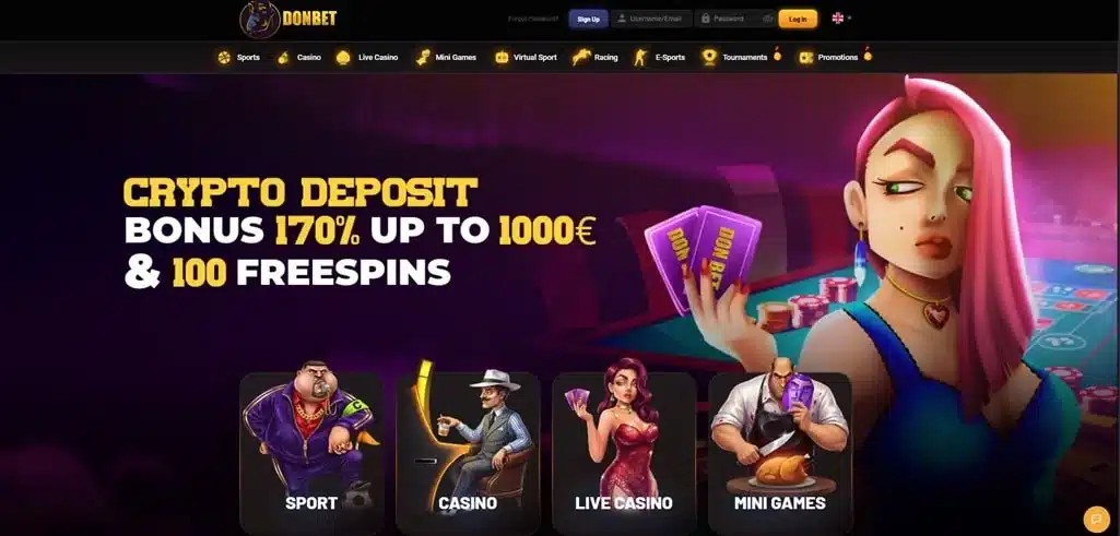 Donbet Casino homepage screenshot