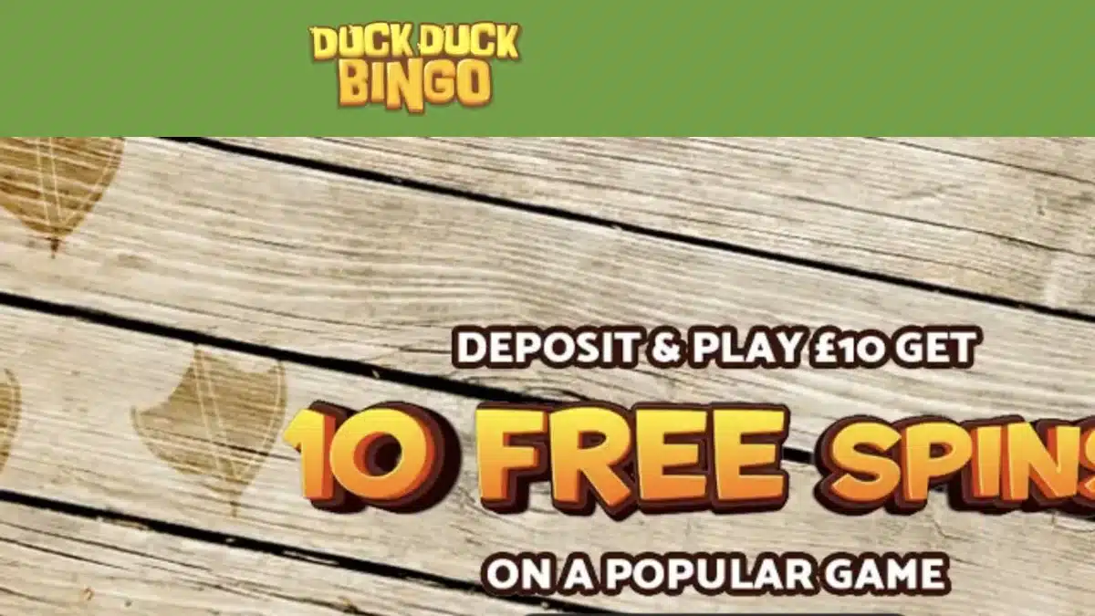 Duck Duck Bingo homepage showing the current welcome offer