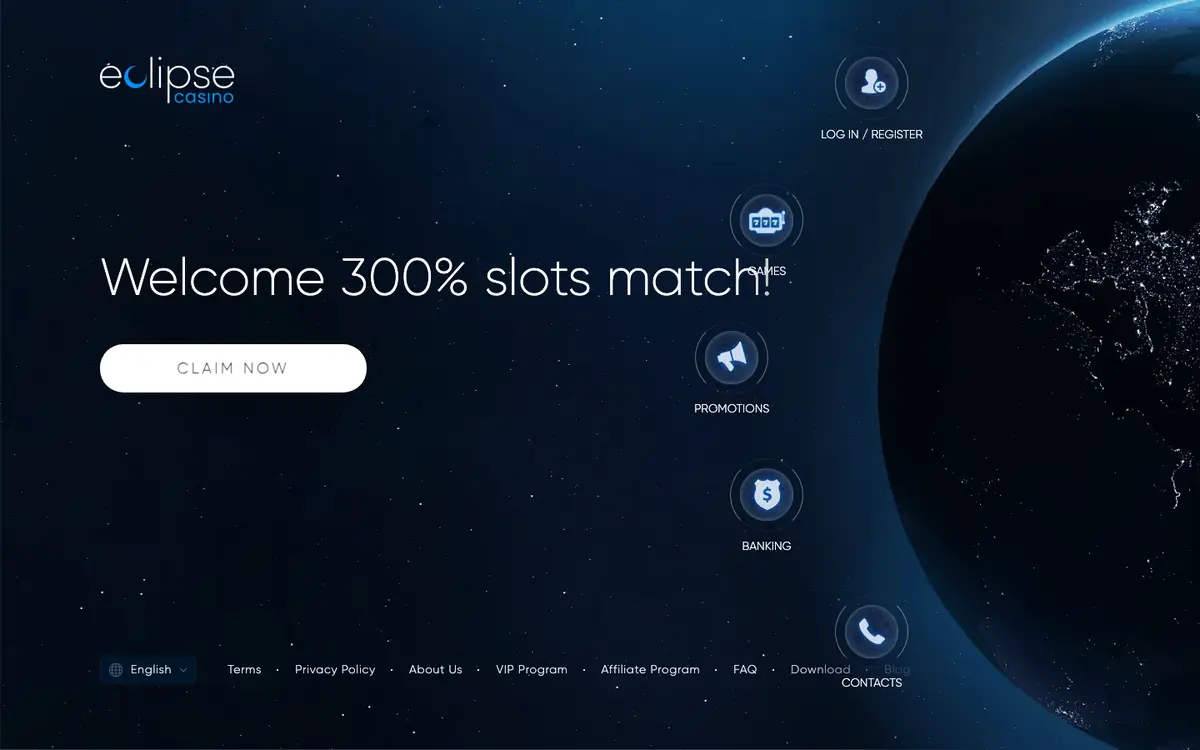Eclipse Casino homepage and game lobby