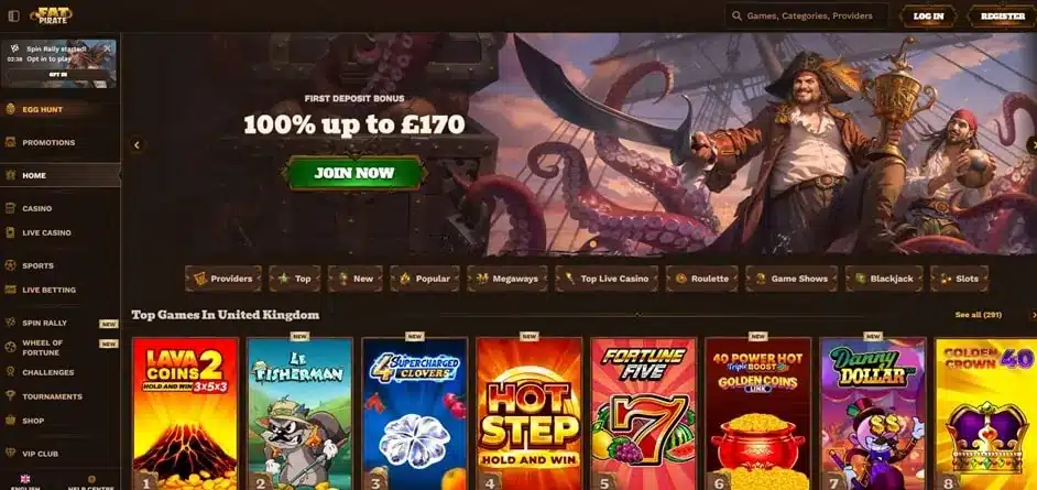 Fat Pirate homepage screenshot
