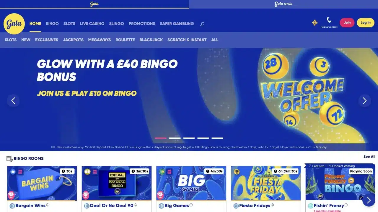 Gala Bingo homepage, an LC International brand