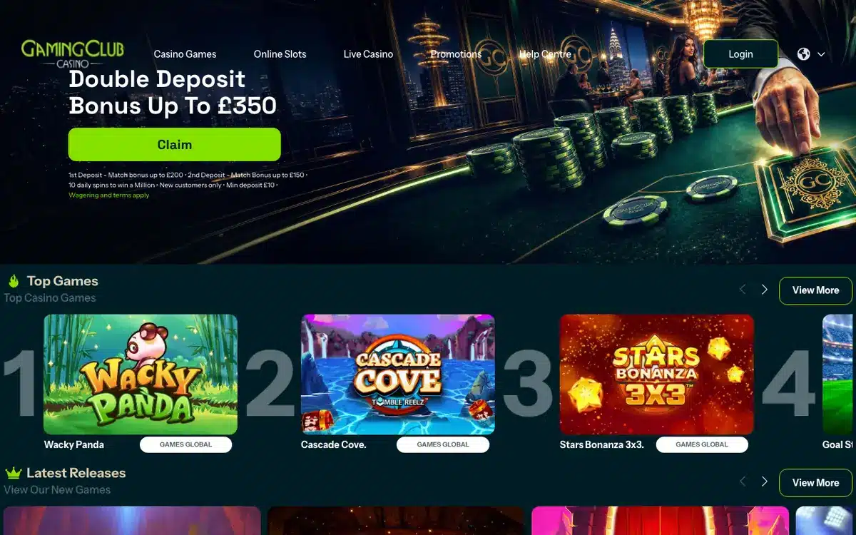 Gaming Club homepage screenshot – July 2026