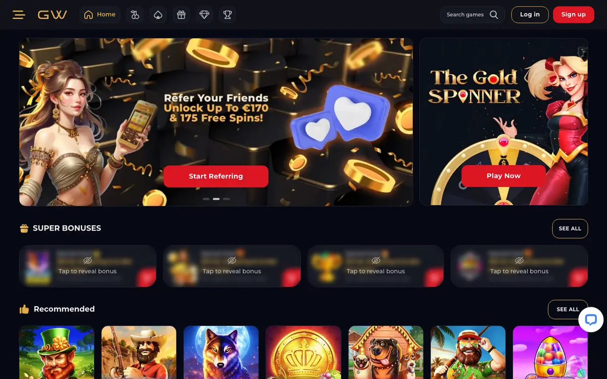 Goldwin Casino homepage screenshot – July 2026