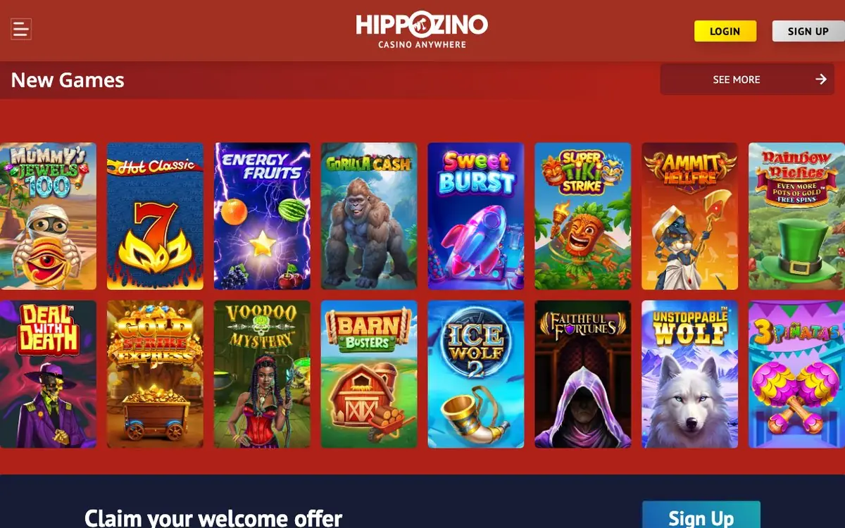 Hippozino homepage screenshot – July 2026