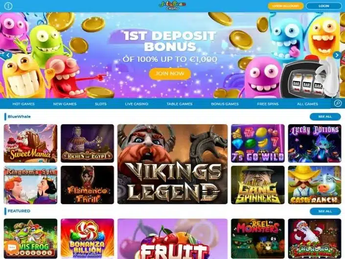 Jelly Bean Casino homepage screenshot - July 2026