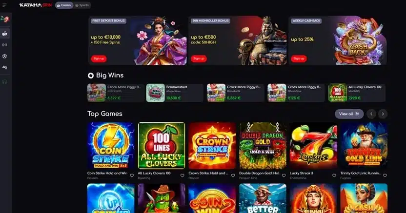 Katana Spin homepage screenshot