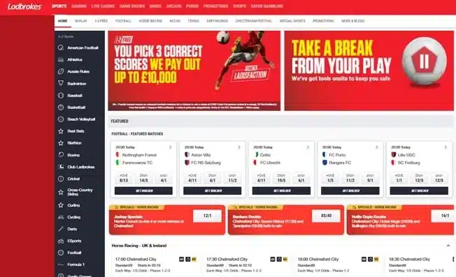 Ladbrokes homepage screenshot