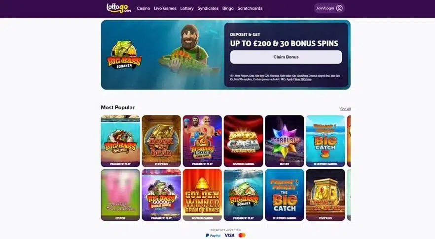 LottoGo sister sites screenshot
