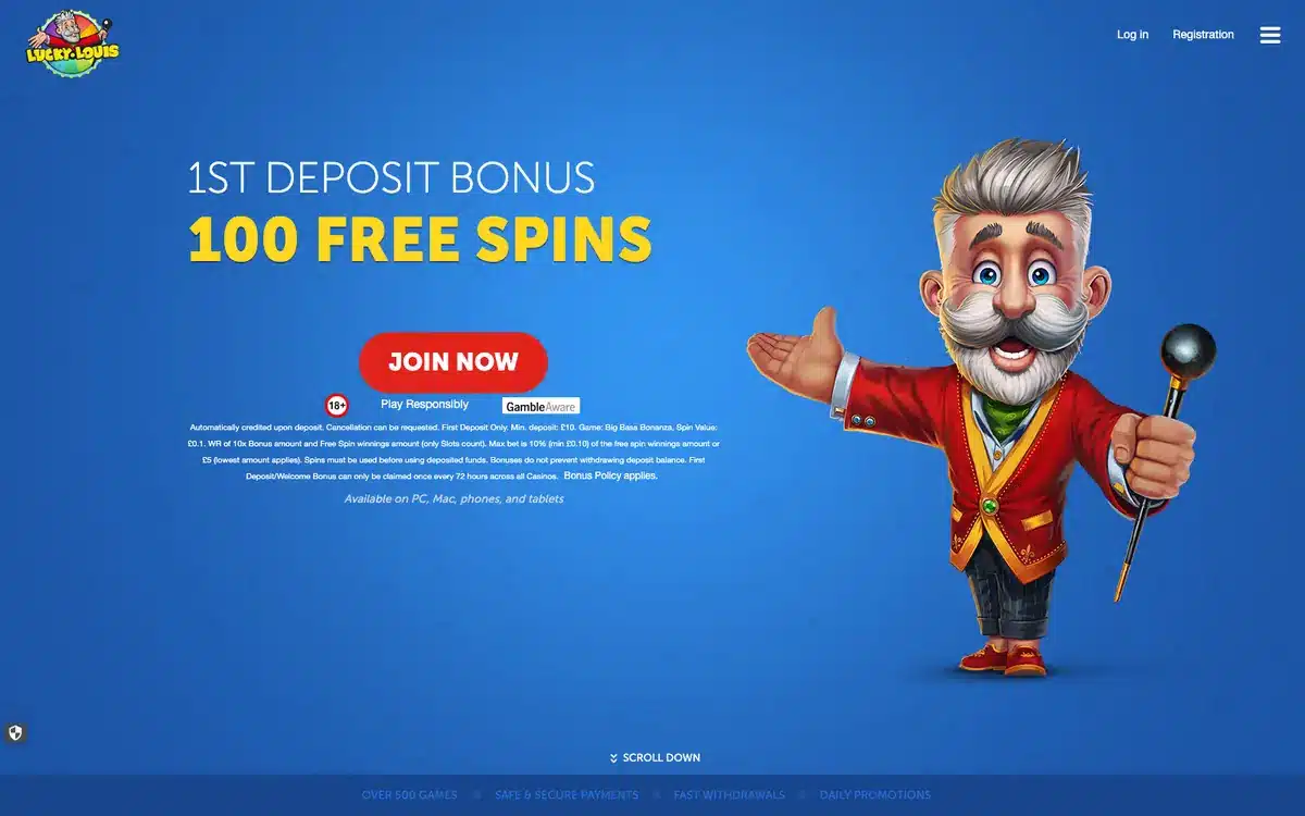 Lucky Louis homepage screenshot – July 2026