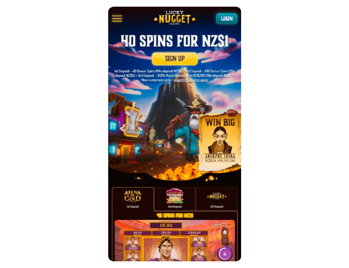 Lucky Nugget Casino homepage screenshot &ndash; July 2026
