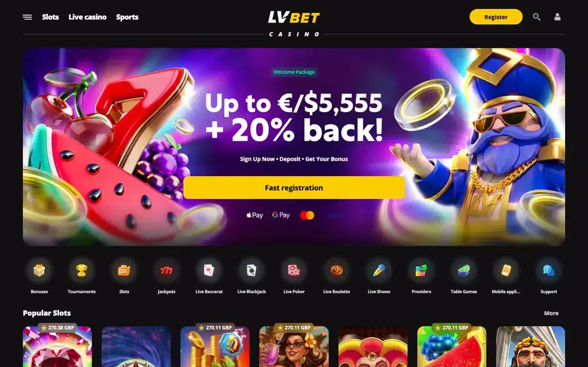 LV BET homepage screenshot – July 2026 casino and sportsbook