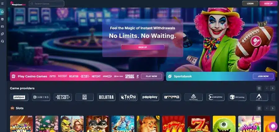 MagicianBet homepage screenshot
