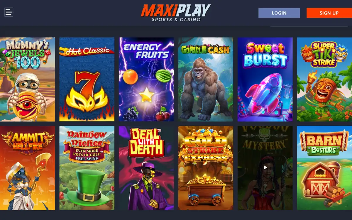 MaxiPlay homepage screenshot – July 2026