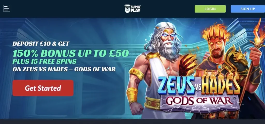 Mr SuperPlay live casino homepage and welcome offer