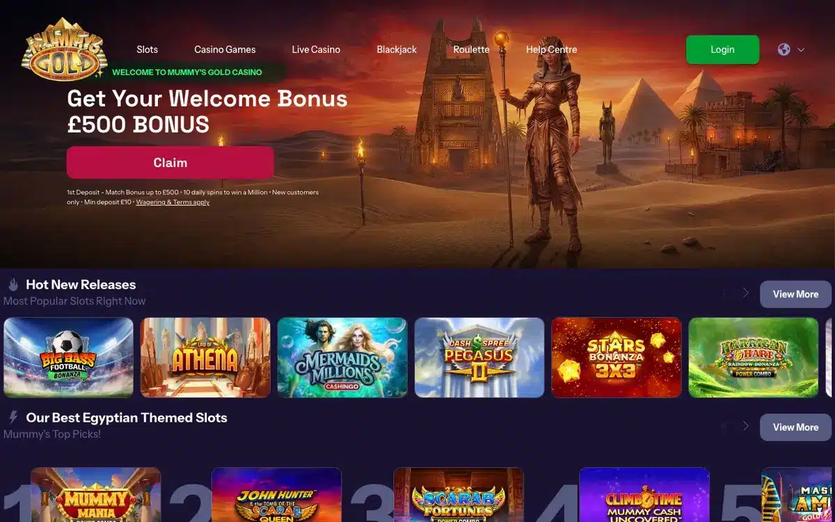 Mummys Gold homepage screenshot – July 2026