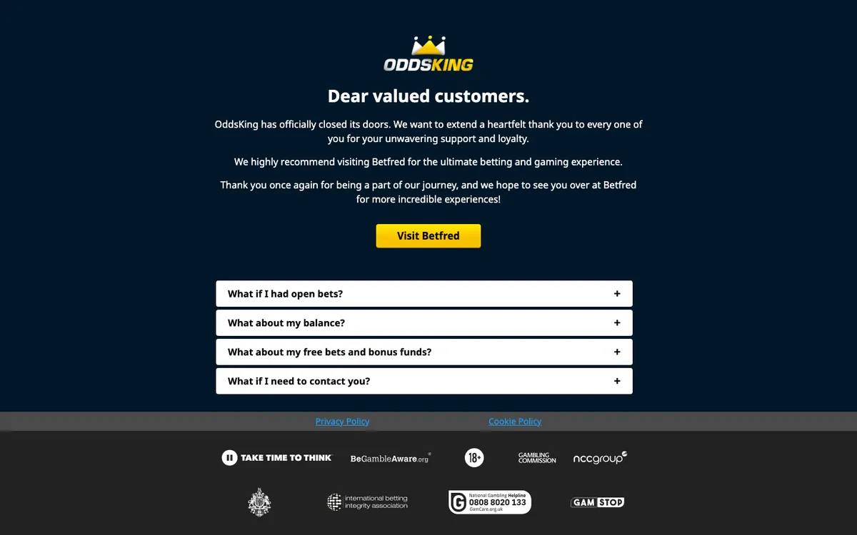 Oddsking homepage screenshot – July 2026