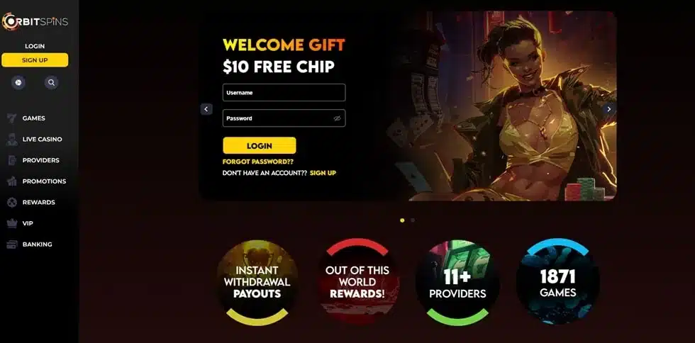 Orbit Spins homepage screenshot
