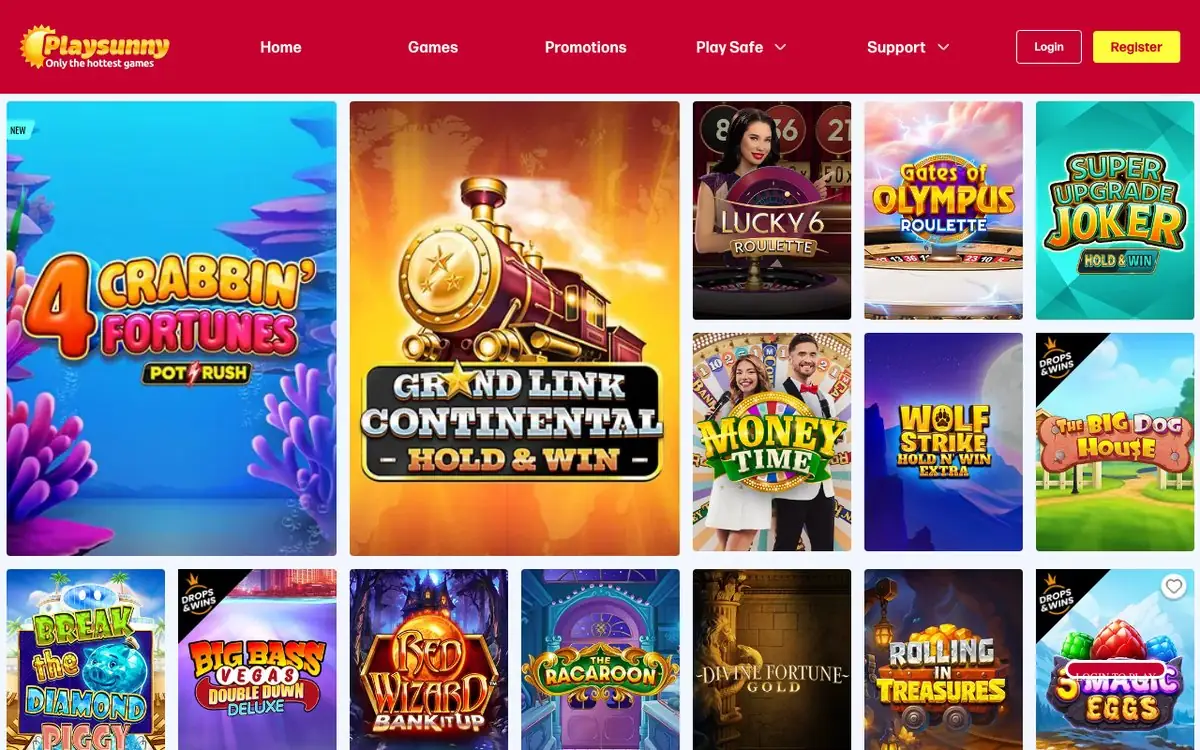 PlaySunny homepage screenshot – July 2026