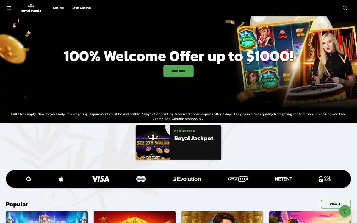 Royal Panda homepage screenshot – July 2026