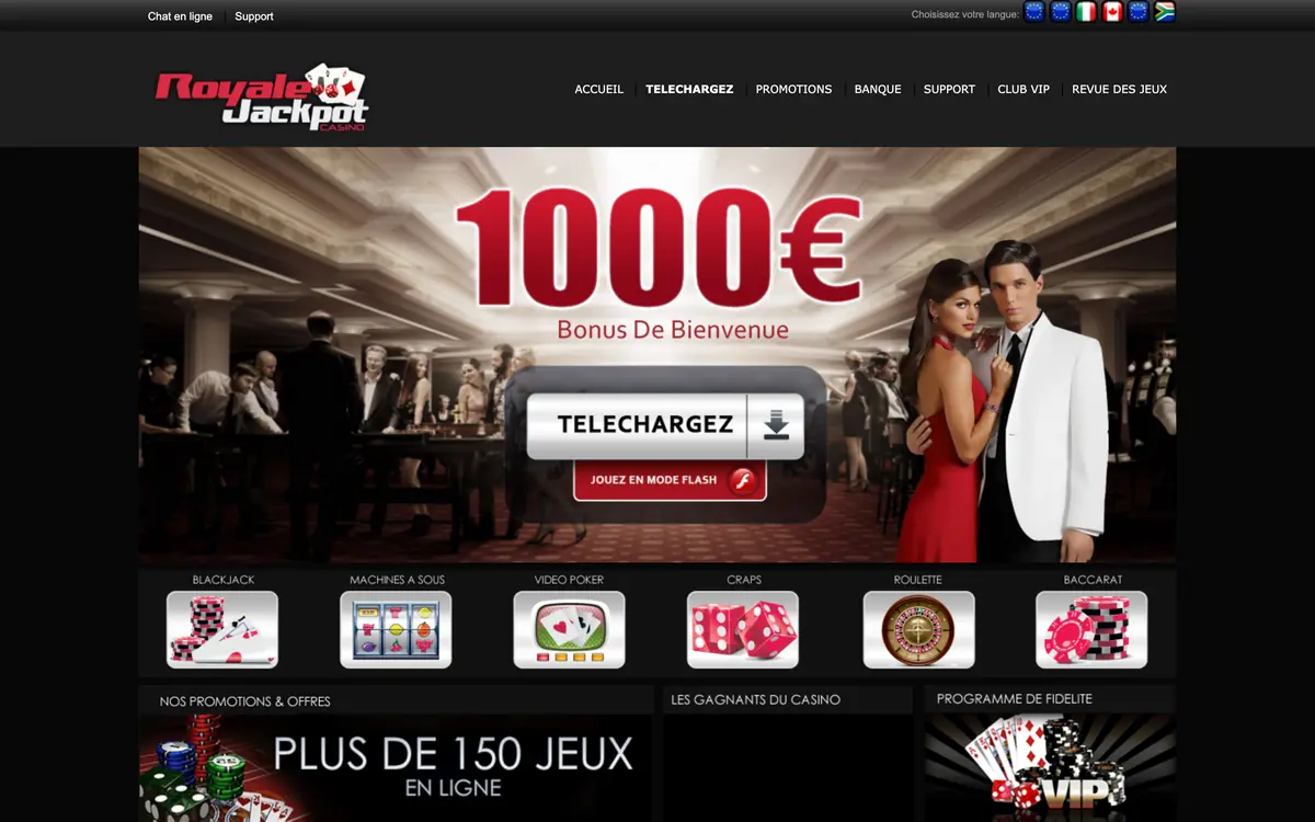 Royale Jackpot Casino homepage screenshot – July 2026