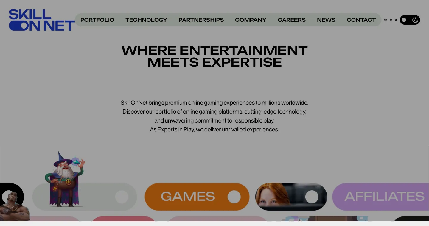 SkillOnNet official operator and casino platform website