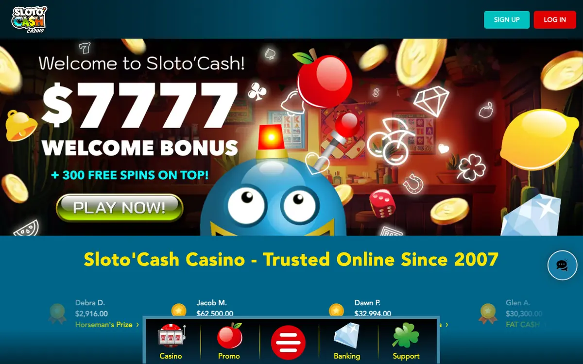 Slotocash homepage screenshot – July 2026