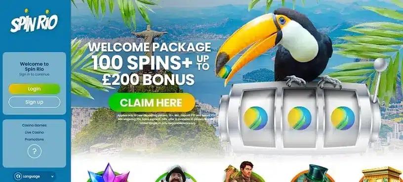 Spin Rio homepage screenshot – July 2026