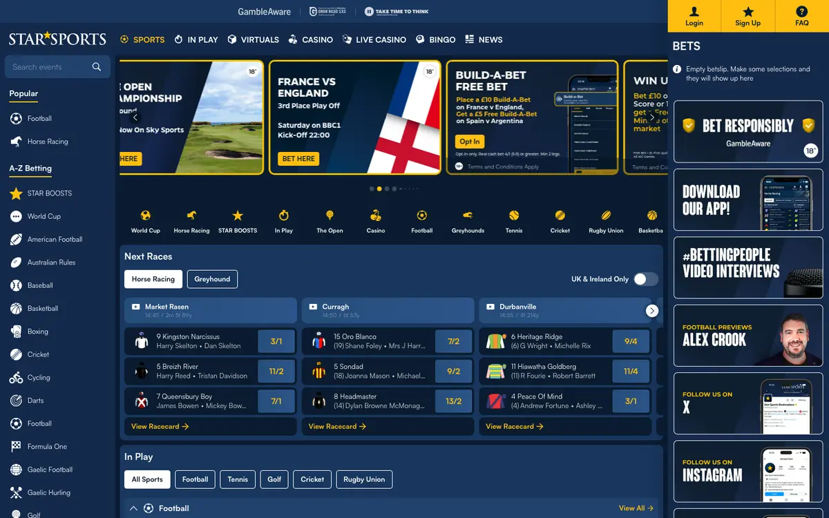 Star Sports homepage screenshot &ndash; July 2026 (Star Racing Limited)