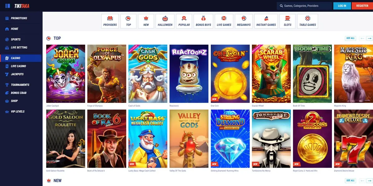TikiTaka homepage screenshot – July 2026