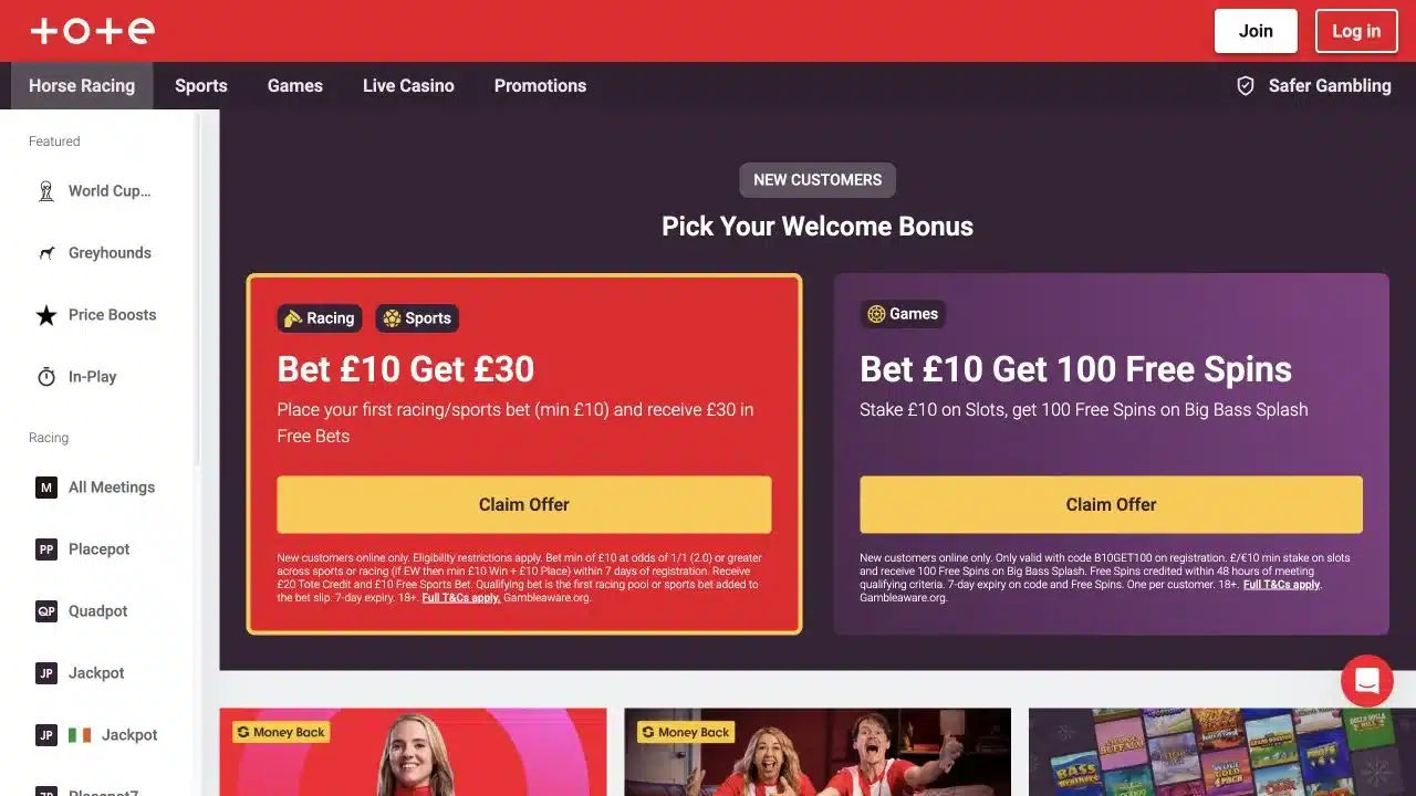 Tote homepage screenshot