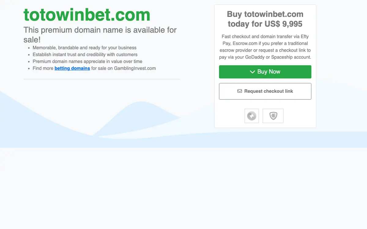 totowinbet.com in July 2026 – a domain-for-sale page instead of a casino